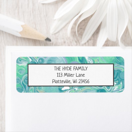 Blue Pour Painting Fluid Art Label (Insitu)