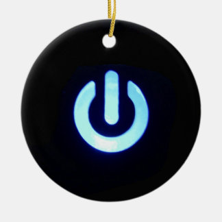 Blue Power Button Keramisch Ornament