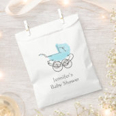 Blue Pram Baby shower Favor Bag Bedankzakje (Geknipt)
