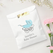 Blue Pram Baby shower Favor Bag Bedankzakje (Gezegeld)