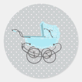  Blue Pram Baby shower Sticker
