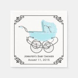  Blue Pram Custom Baby shower Papieren servetten