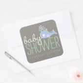 Blue Pregnant Mama Whale Boy Baby shower Party Vierkante Sticker (Envelop)