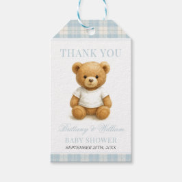 Blue Preppy Beer Modern Plaid Baby shower Cadeaulabel