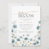 Blue Preppy Flowers Watercolor Baby Shower Kaart (Voorkant)