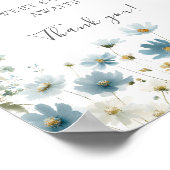 Blue Preppy Flowers Watercolor Diaper Raffle Sign Poster (Hoek)