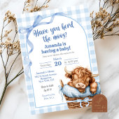 Blue Preppy Gingham Koe Baby shower Kaart