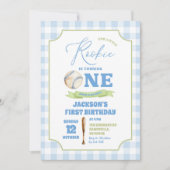 Blue Preppy Little Rookie Baseball Verjaardag Kaart (Voorkant)