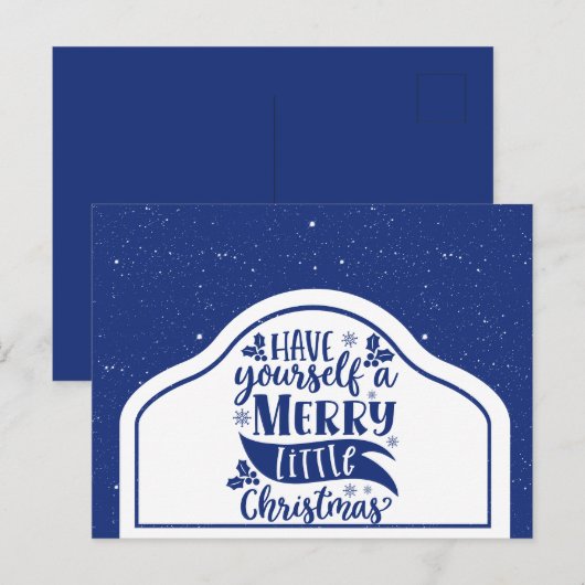 Blue Prettig Kerstfeest Script Briefkaart (Voorkant / Achterkant)