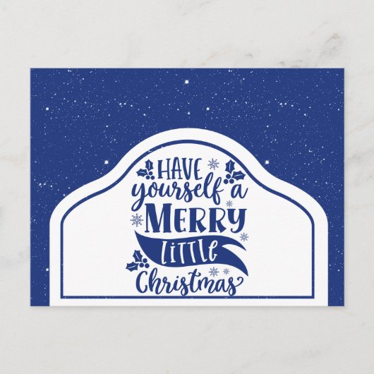 Blue Prettig Kerstfeest Script Briefkaart (Voorkant)