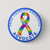 Blue Pride Equality Awareness White Button (Voorkant)