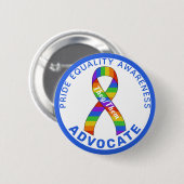 Blue Pride Equality Awareness White Button (Voorkant /achterkant)
