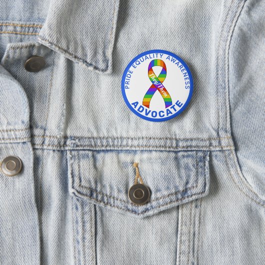 Blue Pride Equality Awareness White Button (In situ)