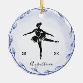 Blue Prima Ballerina Silhouette Name & Year Cute Keramisch Ornament (Voorkant)