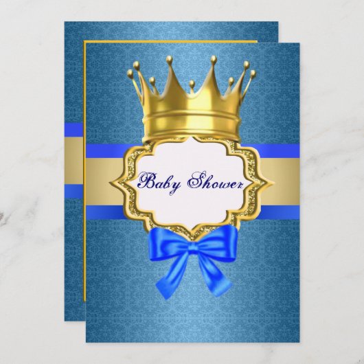 Blue Prince Baby shower Uitnodiging (Voorkant / Achterkant)