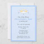 Blue Prince Crown Birthday Party Invitation Kaart (Voorkant)