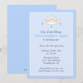 Blue Prince Crown Birthday Party Invitation Kaart (Voorkant / Achterkant)