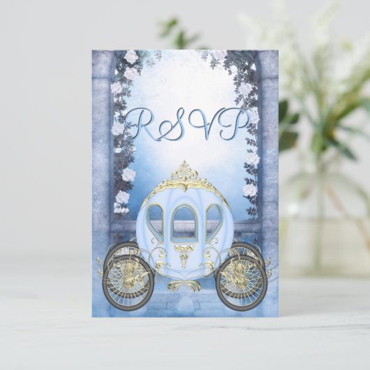 Blue Princess Carriage Enchanted RSVP (Staand voorkant)