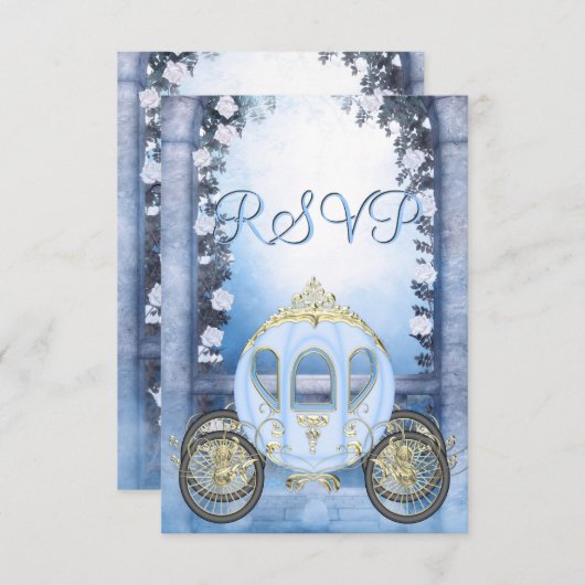 Blue Princess Carriage Enchanted RSVP (Voorkant / Achterkant)