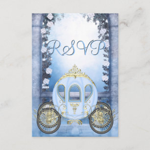 Blue Princess Carriage Enchanted RSVP Kaartje
