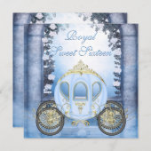 Blue Princess Carriage Enchanted Sweet 16 Kaart (Voorkant / Achterkant)