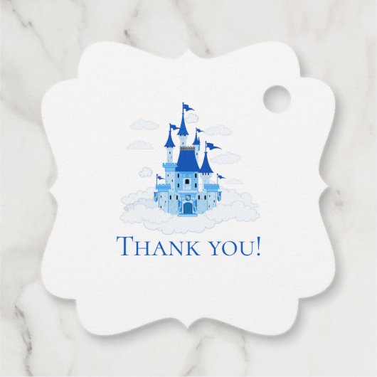 Blue Princess Castle, gepersonaliseerd Bedankjes Labels (Achterkant)