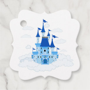 Blue Princess Castle, gepersonaliseerd Bedankjes Labels