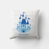 Blue Princess Castle Personalized Girly Kussen (Achterkant)