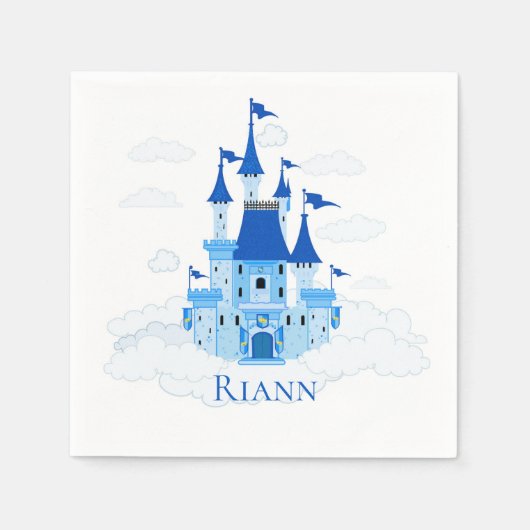Blue Princess Castle Personalized Girly Servet (Voorkant)