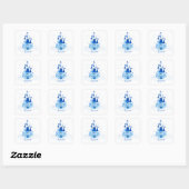 Blue Princess Castle Personalized Girly Vierkante Sticker (Vel)