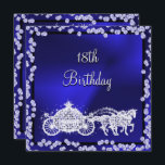 Blue Princess Coach & Horses 18th Birthday Kaart<br><div class="desc">Mooie blauwe, dunne, dunne sierjuwediamanten prinses coach en paarden verjaardagsfeest uitnodigingen voor meisjes en vrouwen. Met een verbluffend glitzy dunne lijst aan de rand geprint op een prachtige blauwe gradiëntachtergrond. Het omgekeerde heeft het zelfde ontwerp met genoeg ruimte voor uw gebeurtenisdetails. Alle tekst is volledig aanpasbaar om aan uw vereisten...</div>