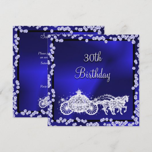 Blue Princess Coach & Horses 30th Birthday Kaart (Voorkant / Achterkant)