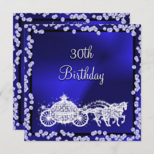 Blue Princess Coach & Horses 30th Birthday Kaart