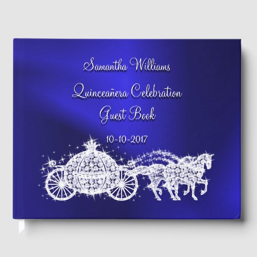 Blue Princess Coach & Paarden Quinceañera Gastenboek (Voorkant)
