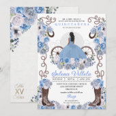 Blue Princess Dress & Boots Quinceañera Kaart (Voorkant / Achterkant)