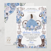 Blue Princess Dress & Boots Quinceañera Kaart (Voorkant / Achterkant)