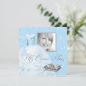 Blue Princess foto Quinceanera uitnodiging (Staand voorkant)