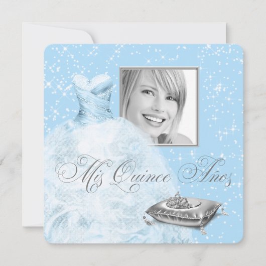 Blue Princess foto Quinceanera uitnodiging (Voorkant)
