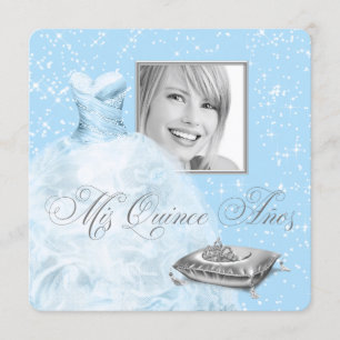 Blue Princess foto Quinceanera uitnodiging