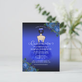 Blue Princess Gold Birthday Quinceañera Briefkaart (Staand voorkant)