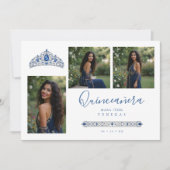 Blue Princess Quinceañera Tiara 3-Photos Spanish Kaart (Voorkant)