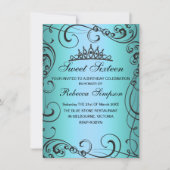 Blue Princess Sweet 16 Verjaardag Uitnodiging (Voorkant)