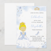 Blue Princess verjaardagsuitnodiging Kaart (Voorkant / Achterkant)