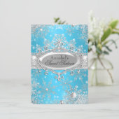 Blue Princess Winter Wonderland Sweet 16 Invite Kaart (Staand voorkant)