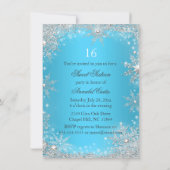 Blue Princess Winter Wonderland Sweet 16 Invite Kaart (Achterkant)