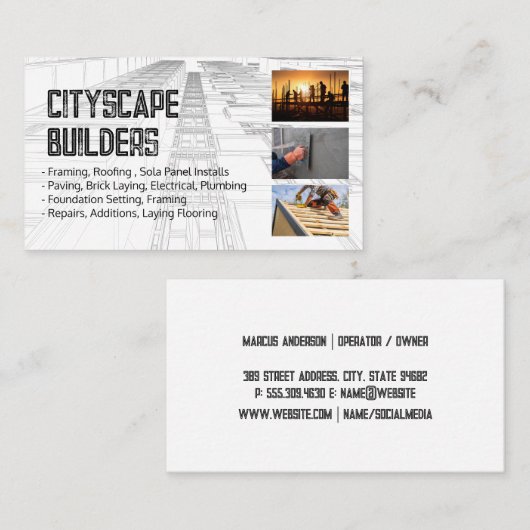 Blue Prints | Construction Contractors Visitekaartje (Voorkant / Achterkant)