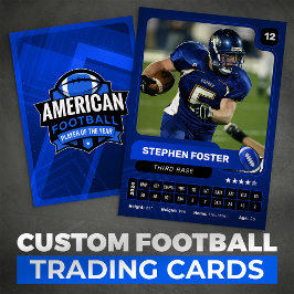 Blue Pro American Football Player Trading Kaart Contactkaartje