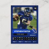 Blue Pro American Football Player Trading Kaart Contactkaartje (Voorkant)
