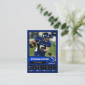 Blue Pro American Football Player Trading Kaart Contactkaartje (Staand voorkant)