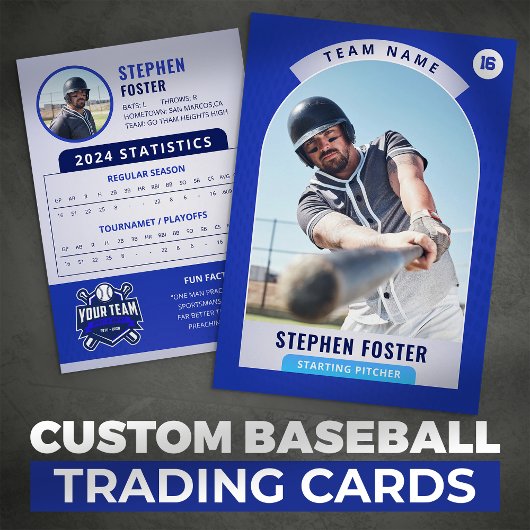 Blue Pro Baseball Trading Kaart Player Foto Contactkaartje
